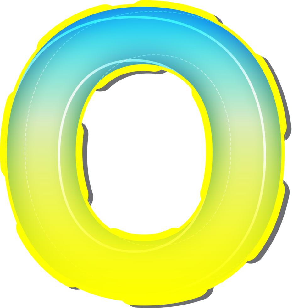 Letter O, 3D Blue Yellow Futuristic Alphabet png