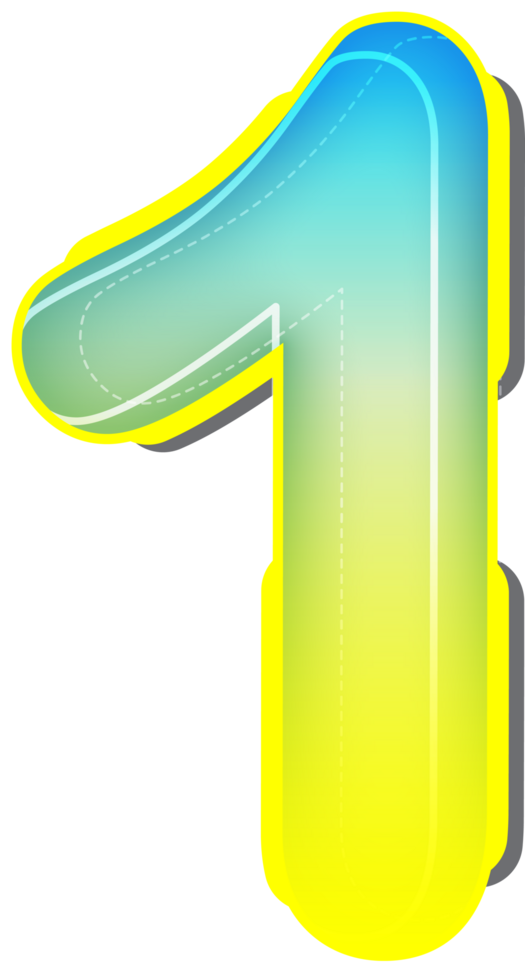 Number 1, 3D Blue Yellow Futuristic Alphabet png