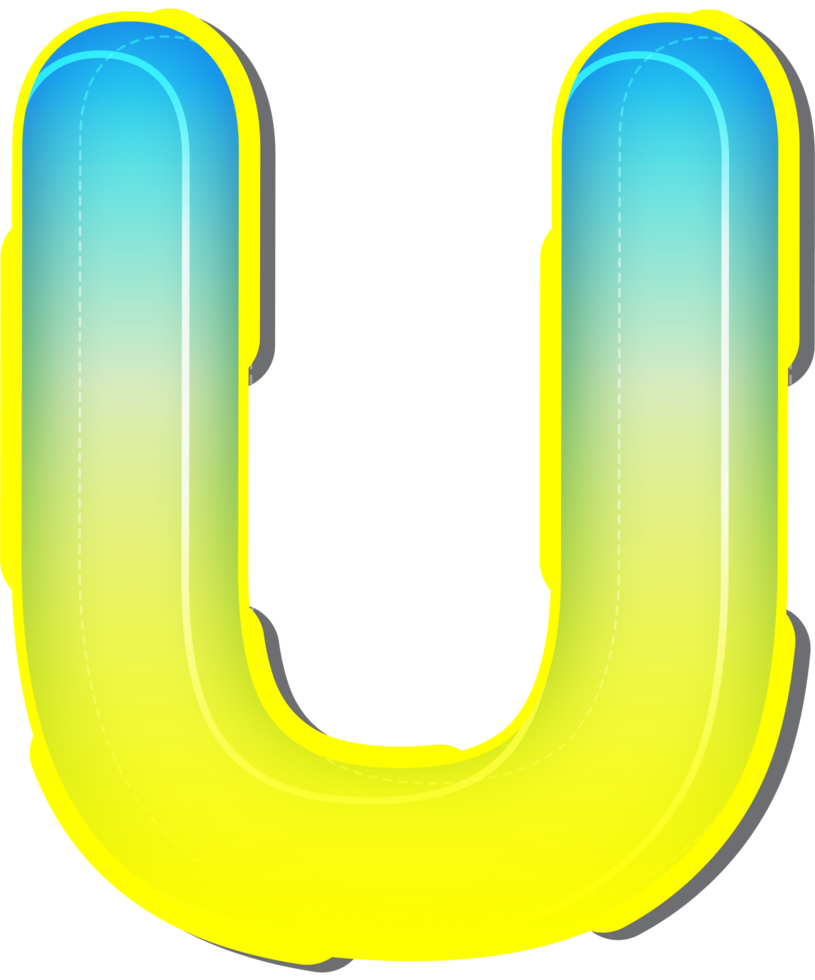 Letter U, 3D Blue Yellow Futuristic Alphabet png