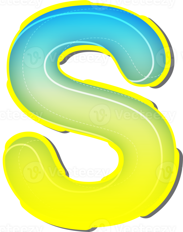 Letter S, 3D Blue Yellow Futuristic Alphabet png