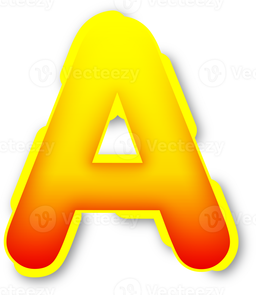 Letter A, Digital Red Yellow Text Effect Alphabet png