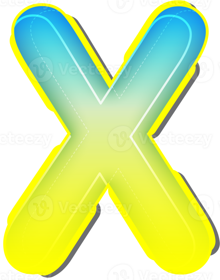 Letter X, 3D Blue Yellow Futuristic Alphabet png