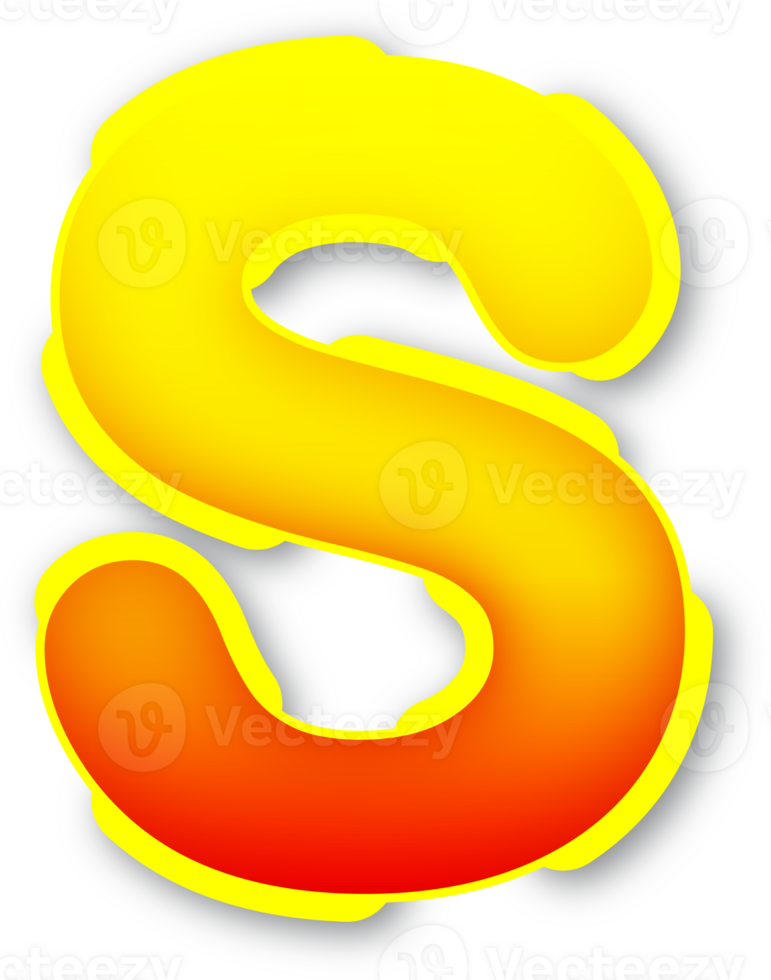 Letter S, Digital Red Yellow Text Effect Alphabet png