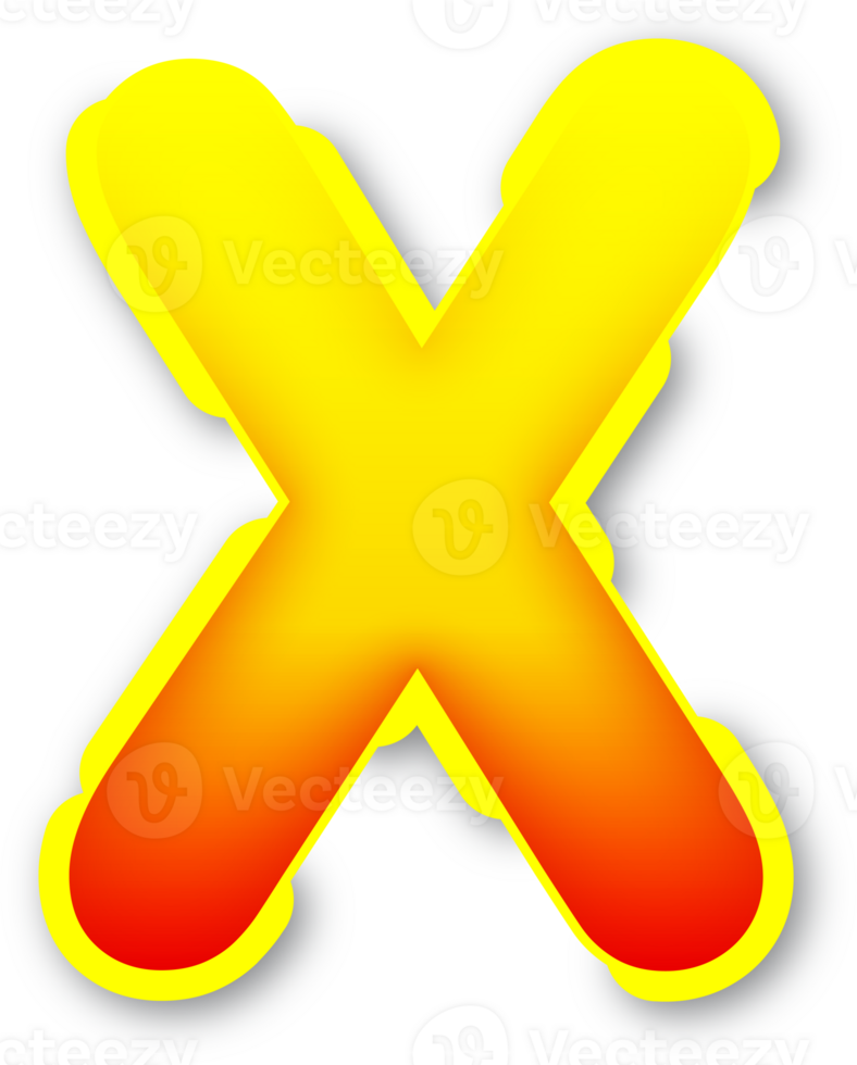 Letter X, Digital Red Yellow Text Effect Alphabet png