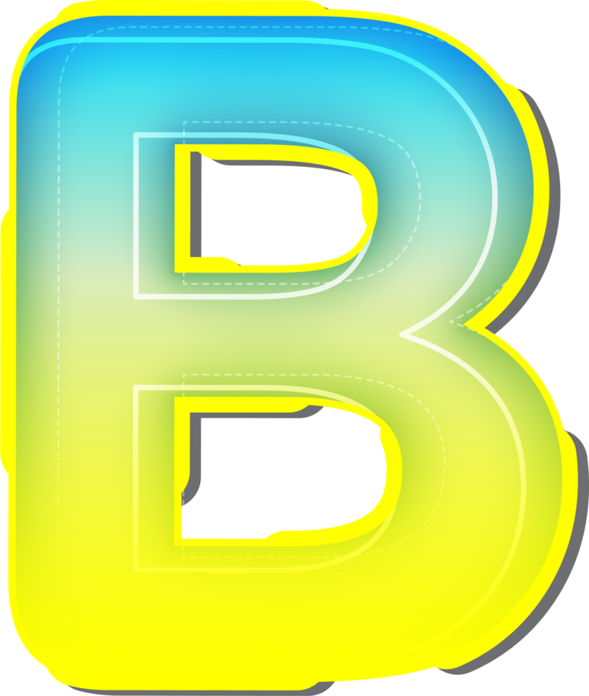 Letter B, 3D Blue Yellow Futuristic Alphabet png