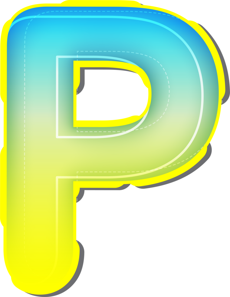 Letter P, 3D Blue Yellow Futuristic Alphabet png