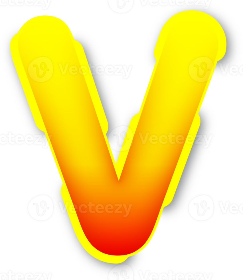 Letter V, Digital Red Yellow Text Effect Alphabet png