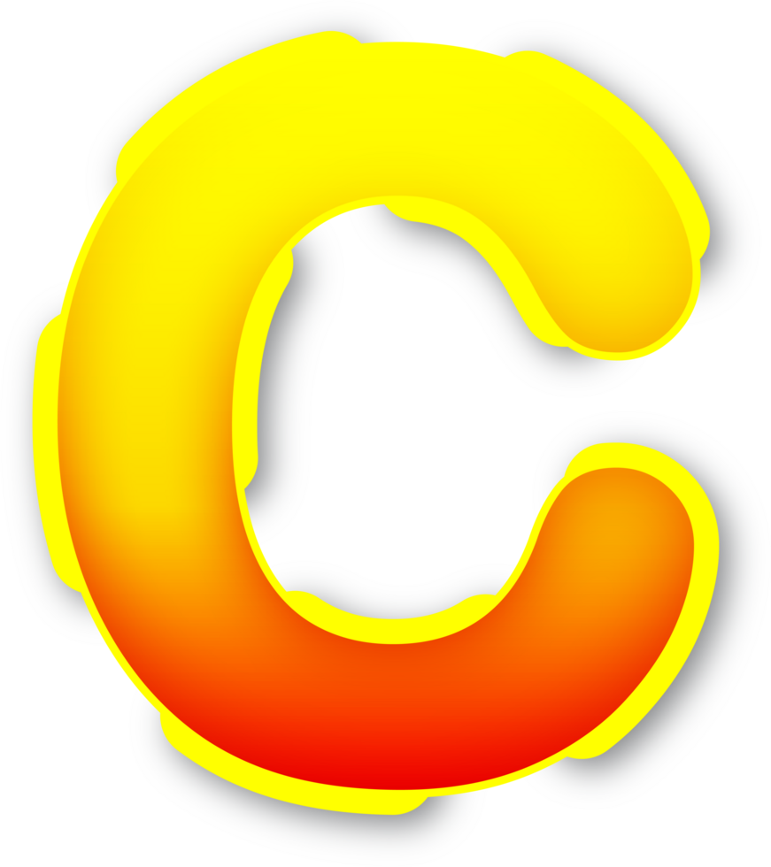 Letter C, Digital Red Yellow Text Effect Alphabet png