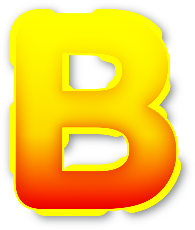 Letter B, Digital Red Yellow Text Effect Alphabet png