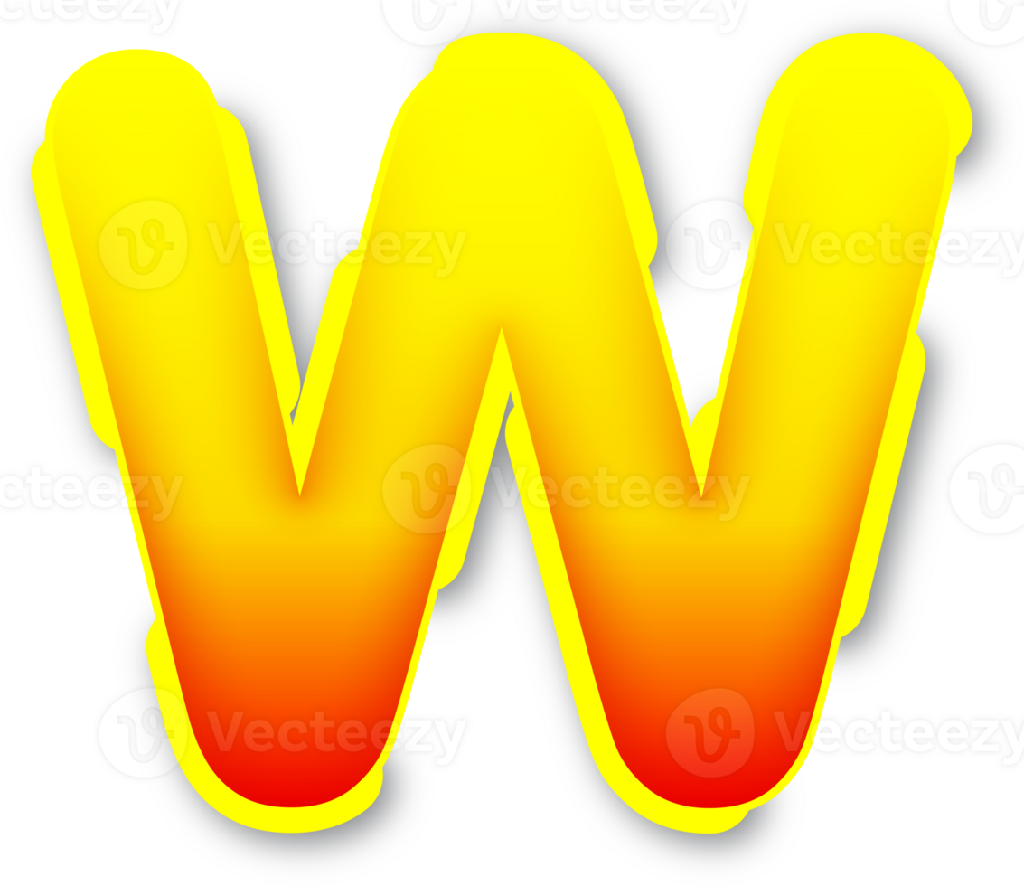 Letter W, Digital Red Yellow Text Effect Alphabet png