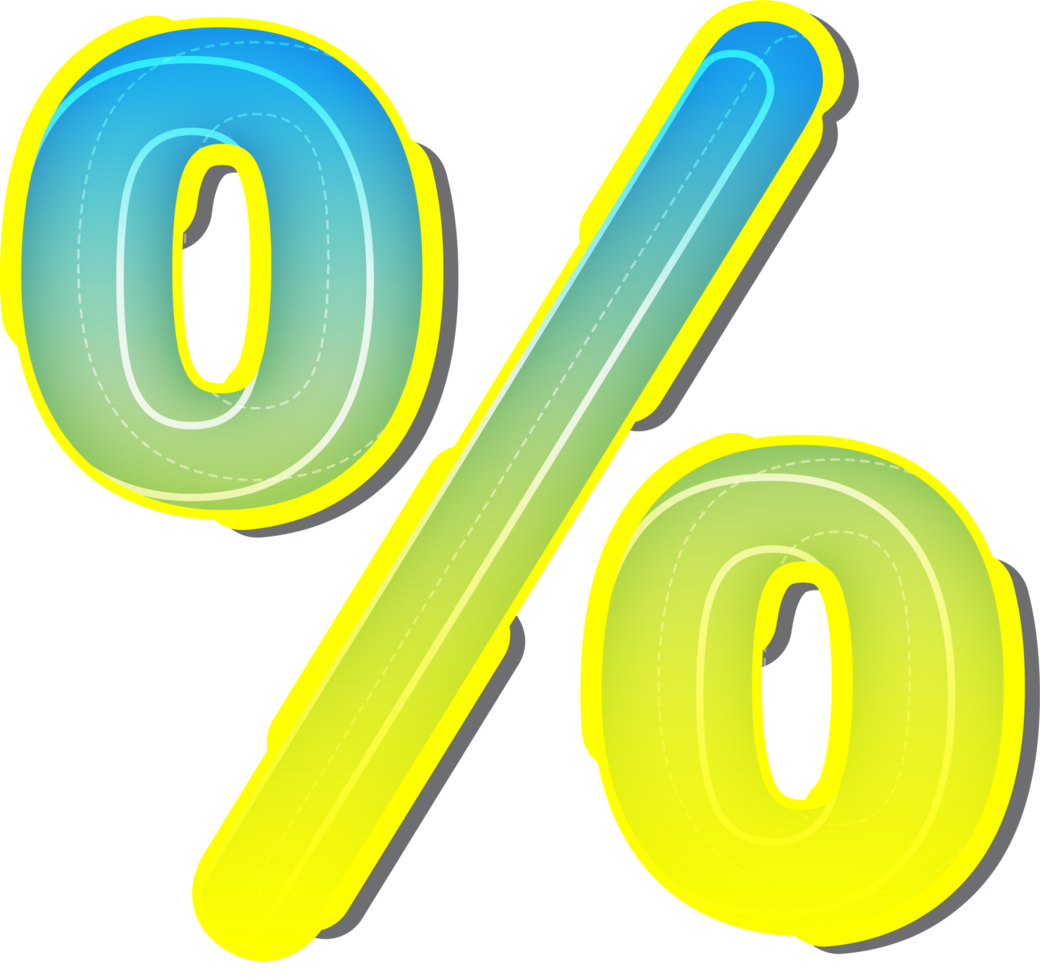 Percent, 3D Blue Yellow Futuristic Alphabet png