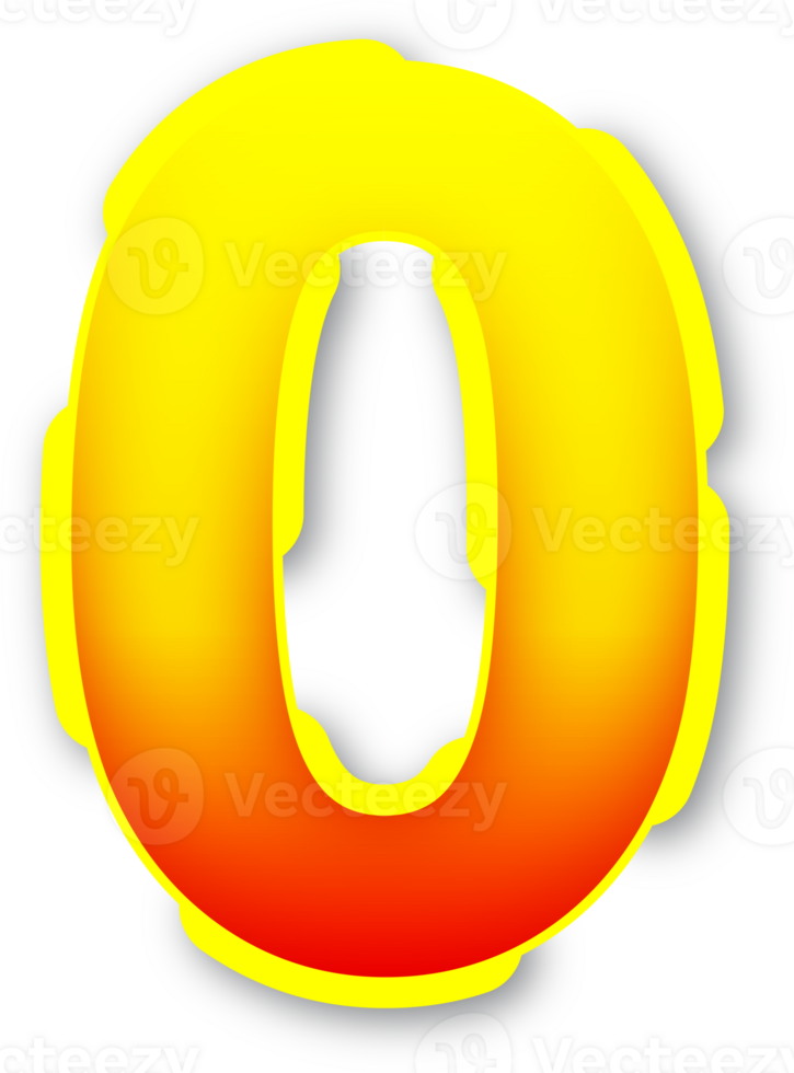 Number 0, Digital Red Yellow Text Effect Alphabet png