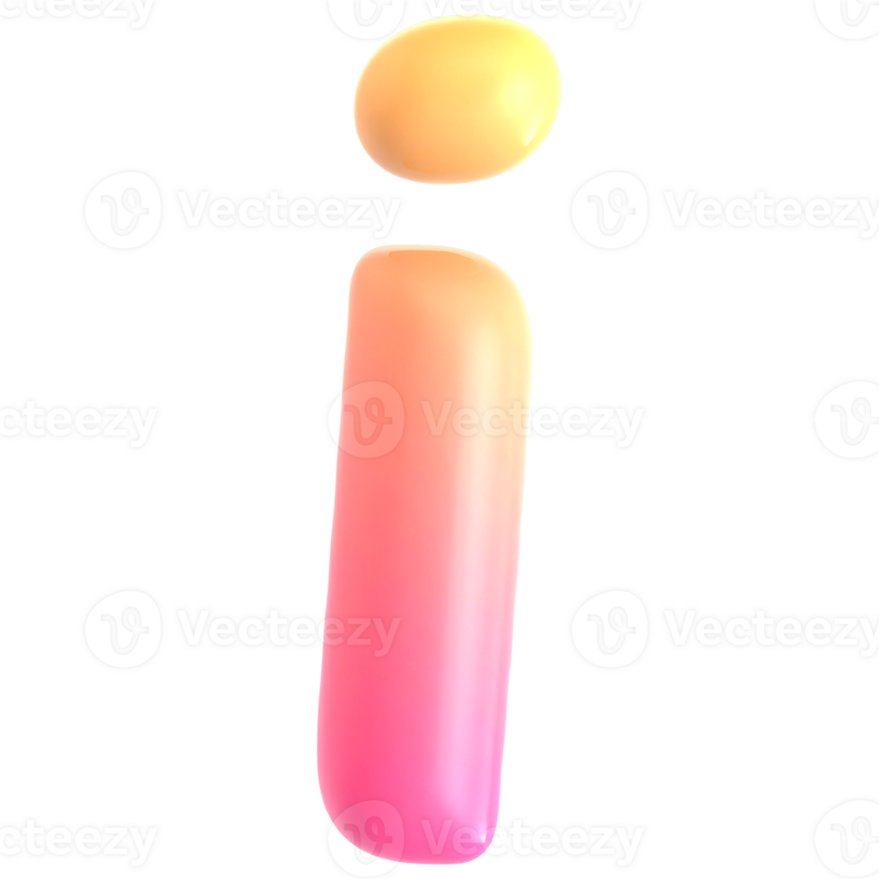 Gradient letter i font 3d rendering png