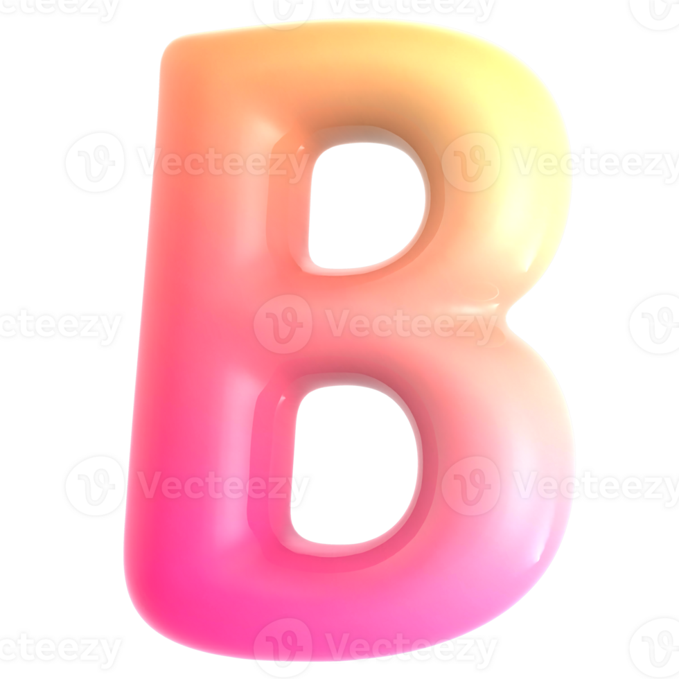 Gradient letter B font 3d render png