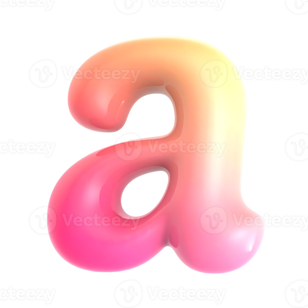 Gradient letter a font 3d rendering png