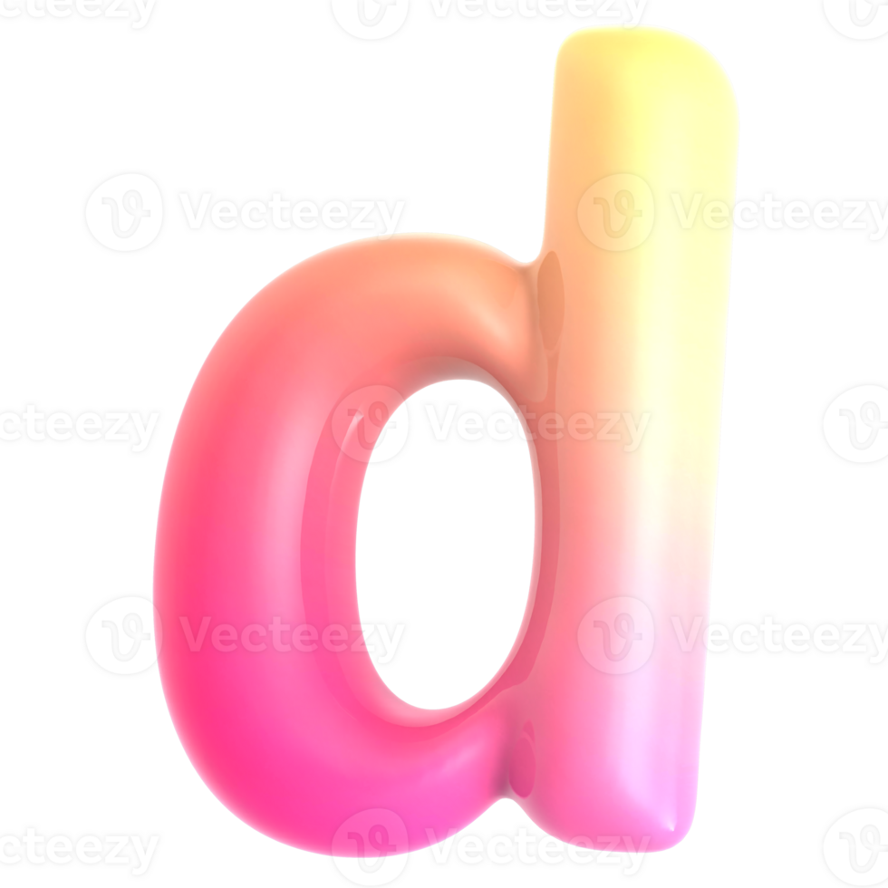 Gradient letter d font 3d rendering png