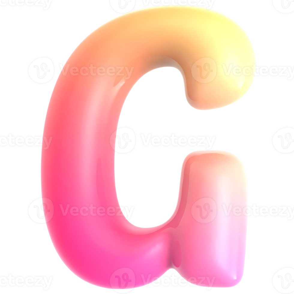 Gradient letter G font 3d render png