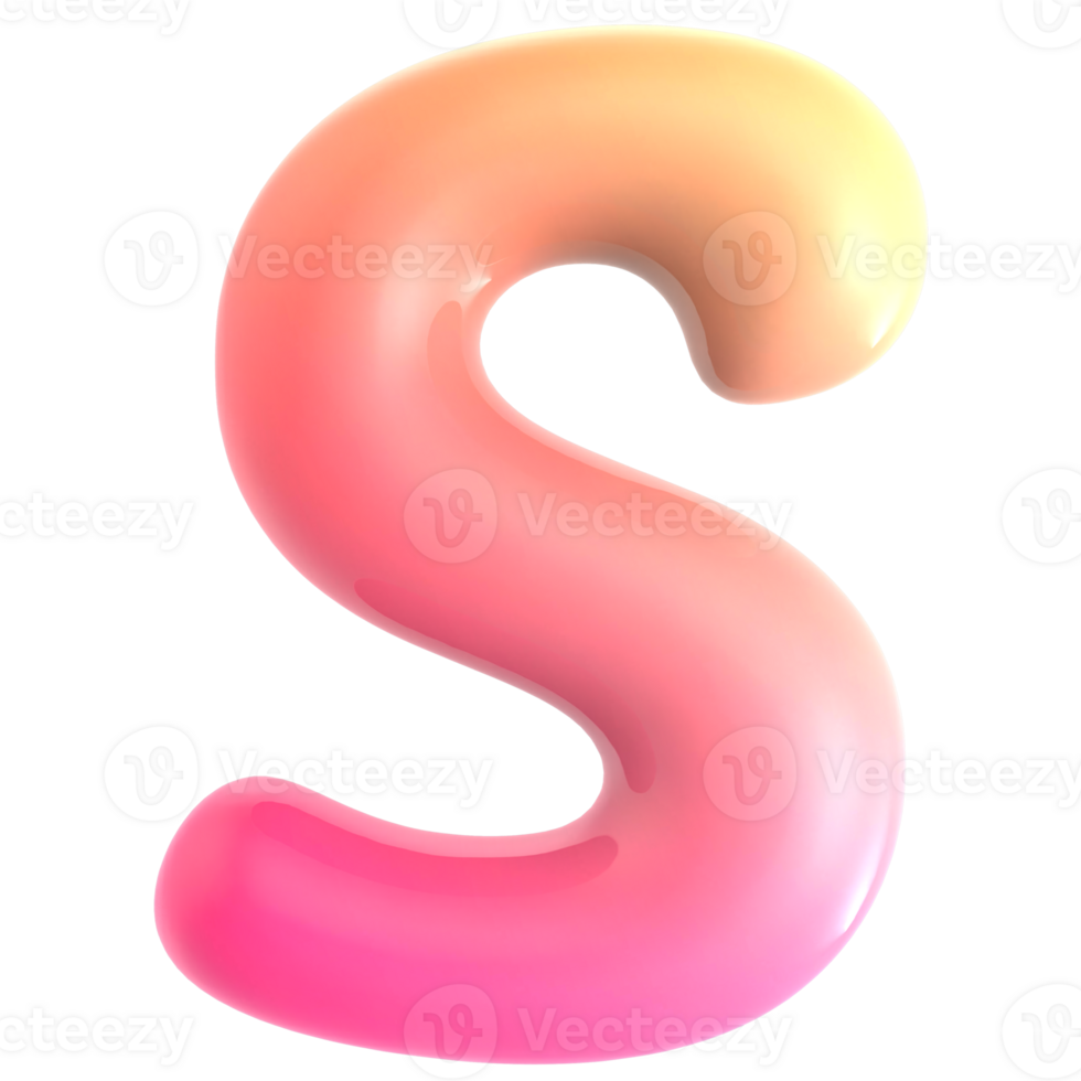 Gradient letter s font 3d rendering png