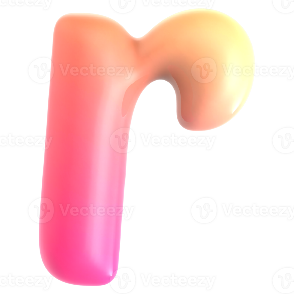Gradient letter r font 3d rendering png