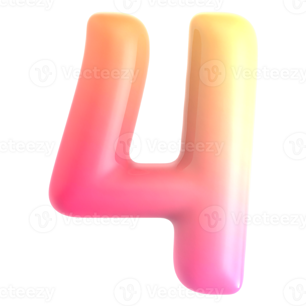 Gradient Number 4 3d rendering png