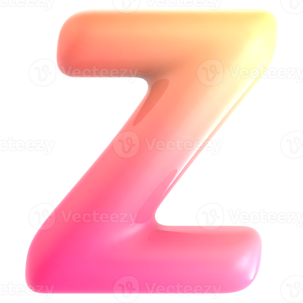 Gradient letter z font 3d rendering png