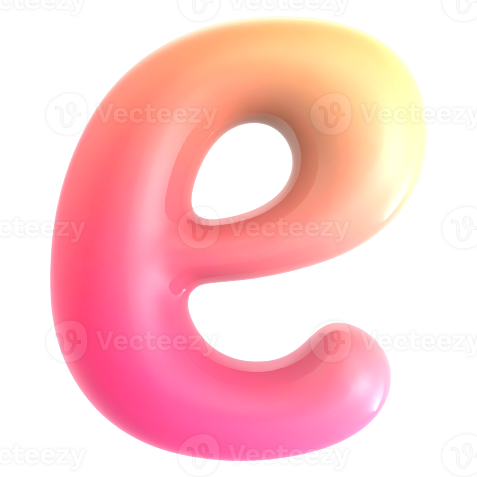Gradient letter e font 3d rendering png