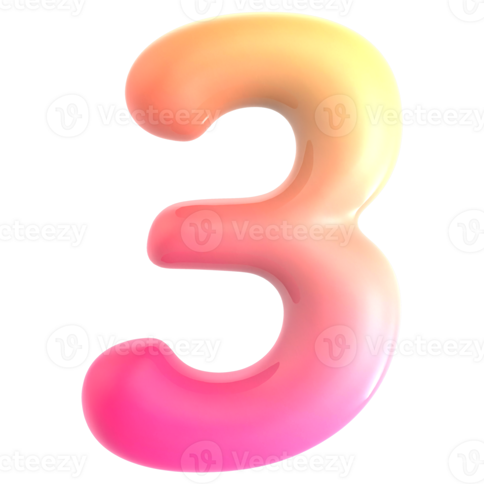 Gradient Number 3 3d rendering png