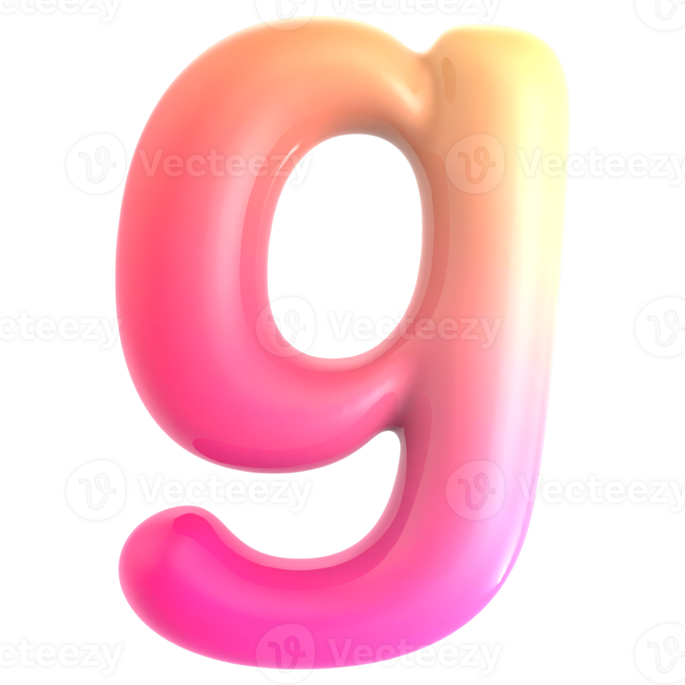 Gradient letter g font 3d rendering png