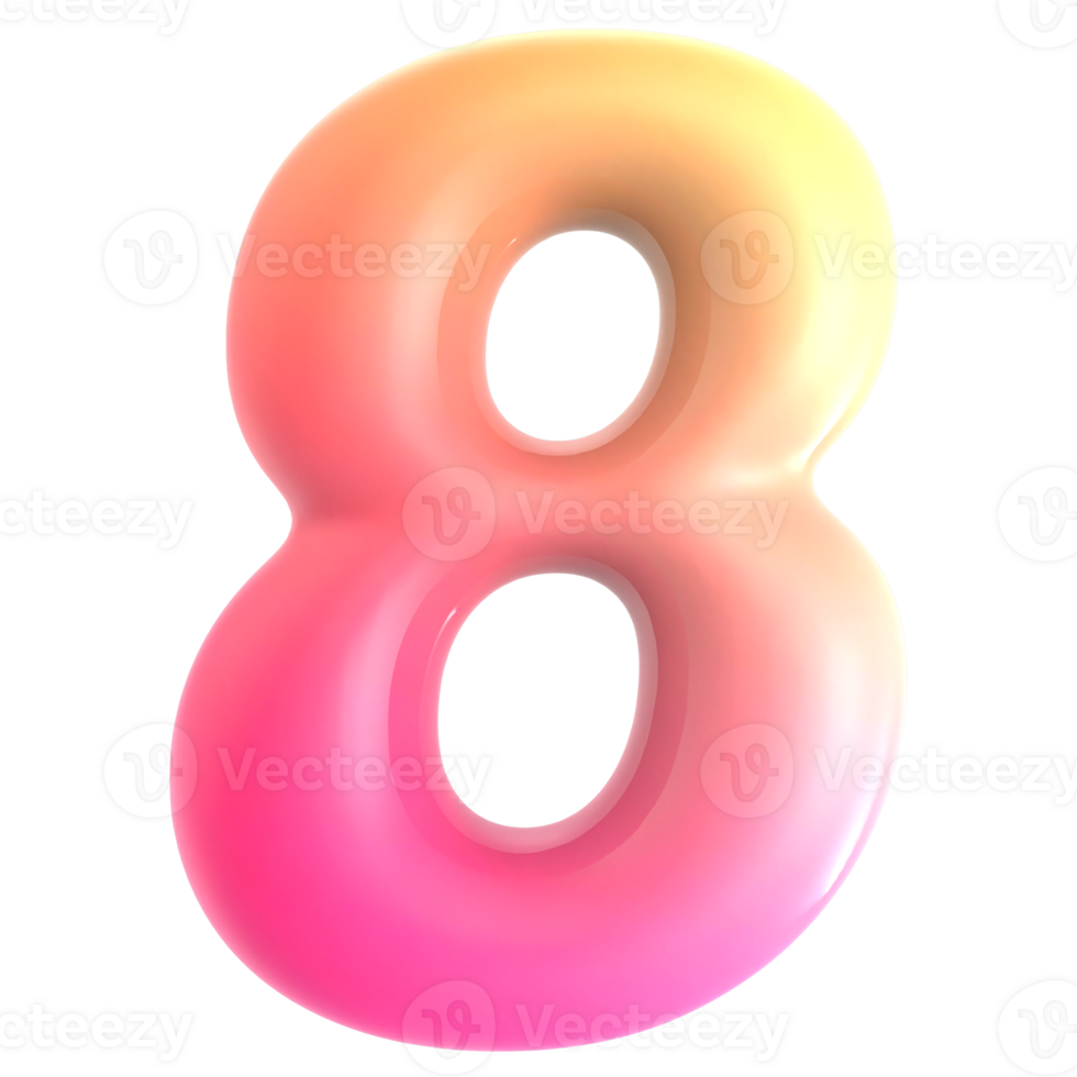 Gradient Number 8 3d rendering png