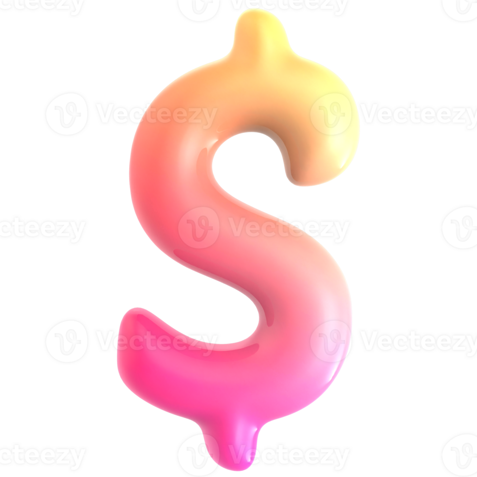 Gradient Dollar 3d rendering png