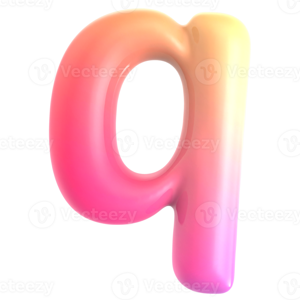 Gradient letter q font 3d rendering png