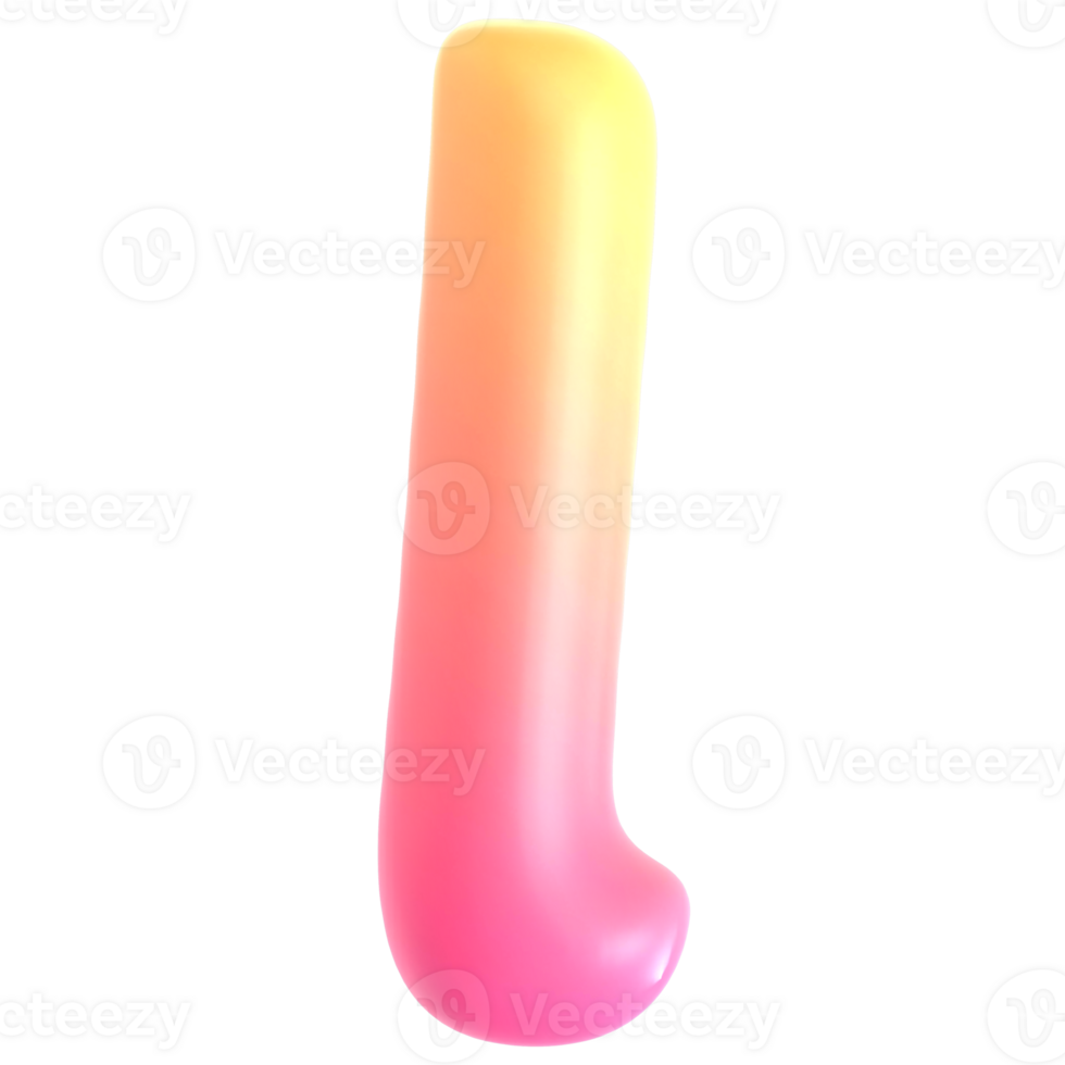 Gradient letter l font 3d rendering png