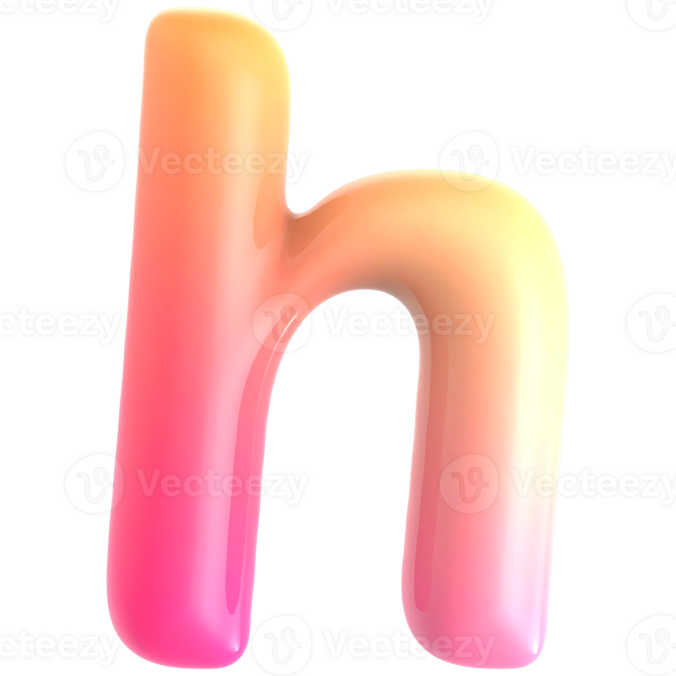 Gradient letter h font 3d rendering png