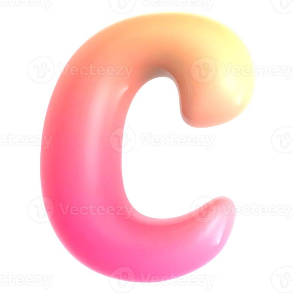 Gradient letter c font 3d rendering png