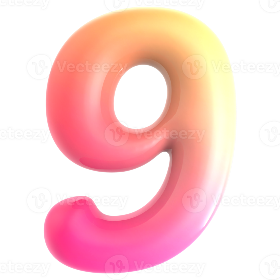 Gradient Number 9 3d rendering png