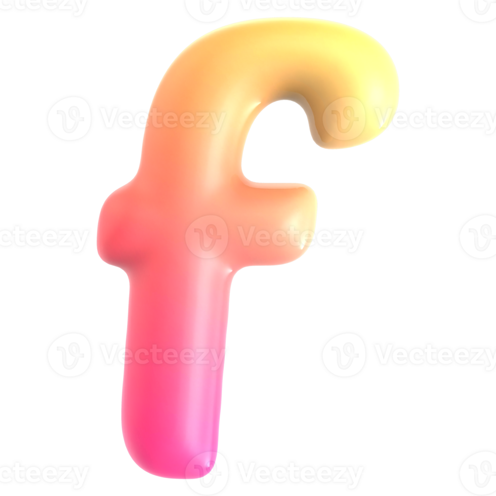 Gradient letter f font 3d rendering png