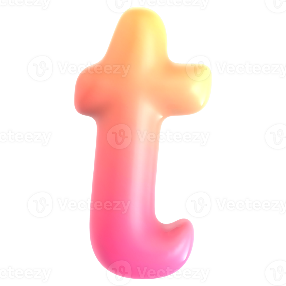 Gradient letter t font 3d rendering png