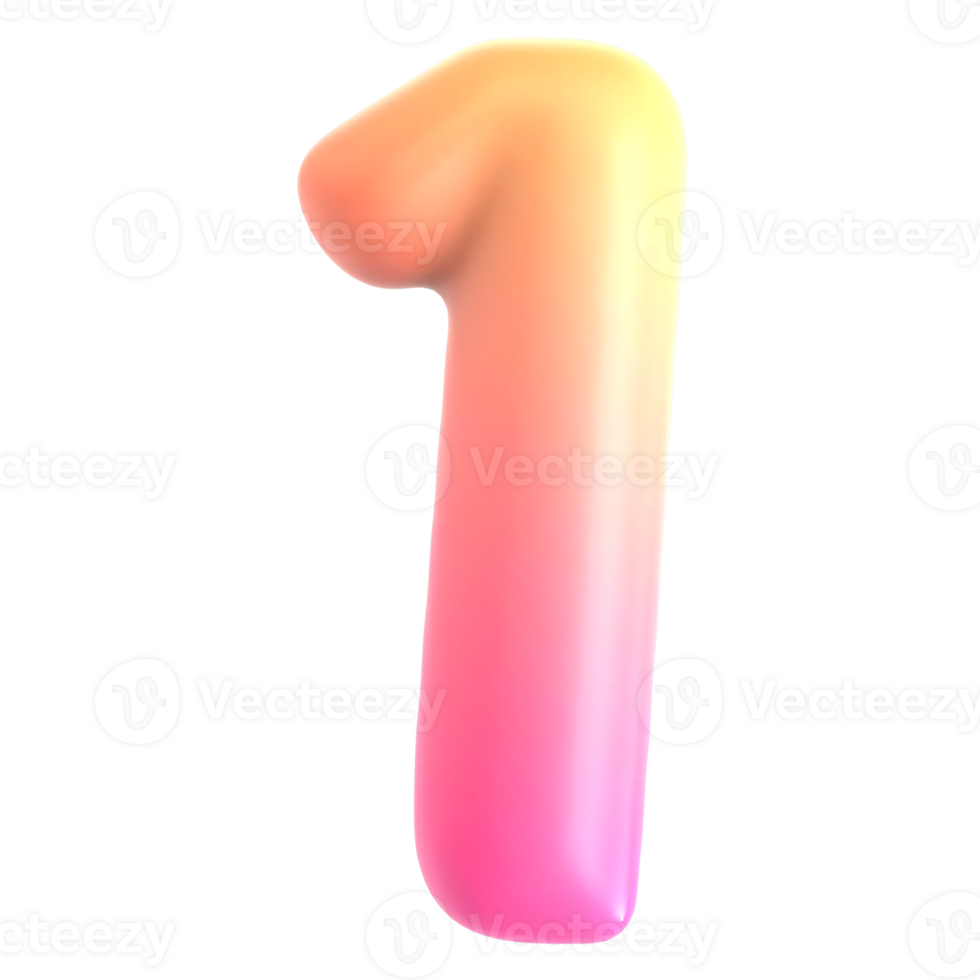 Gradient Number 1 3d rendering png