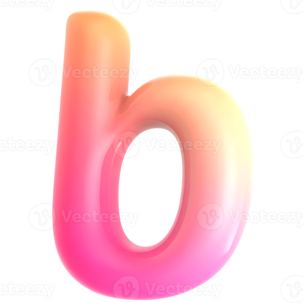 Gradient letter b font 3d rendering png