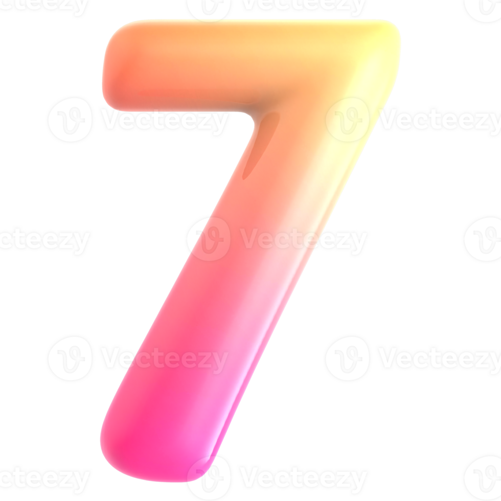 Gradient Number 7 3d rendering png