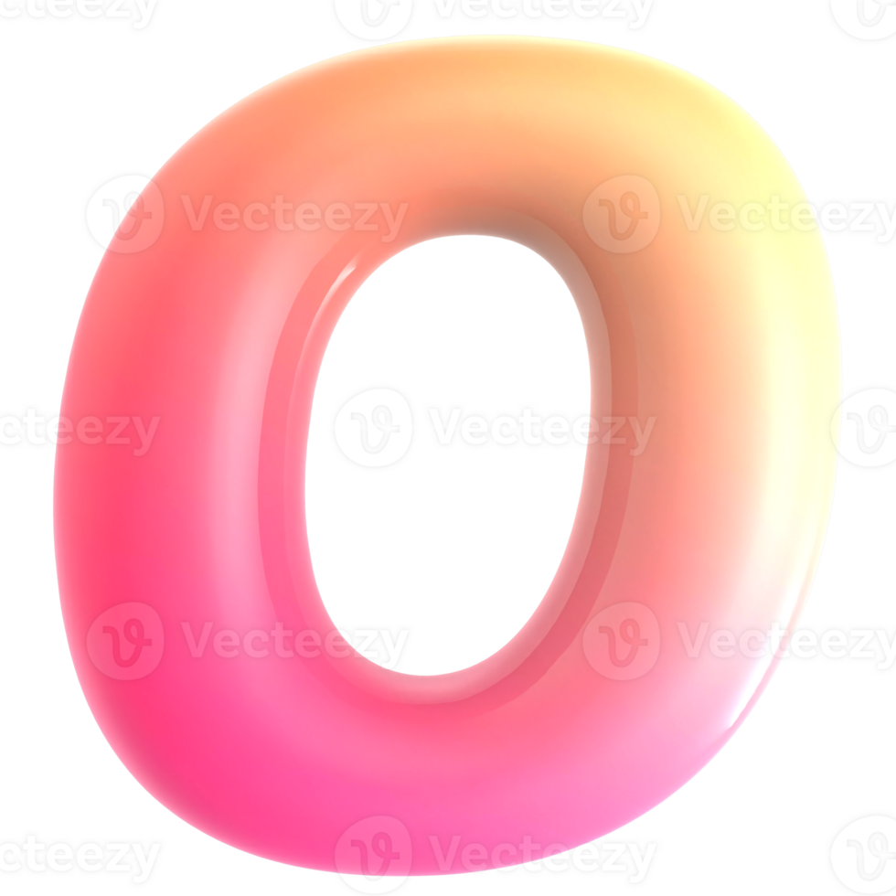 Gradient letter o font 3d rendering png