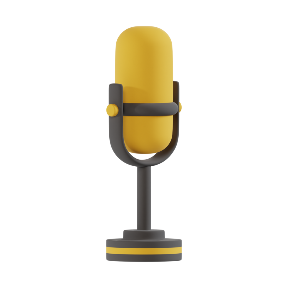 a yellow podcast microphone 3d render illustration png