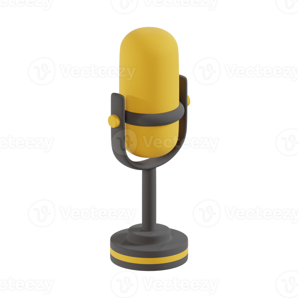 a yellow podcast microphone 3d render illustration png