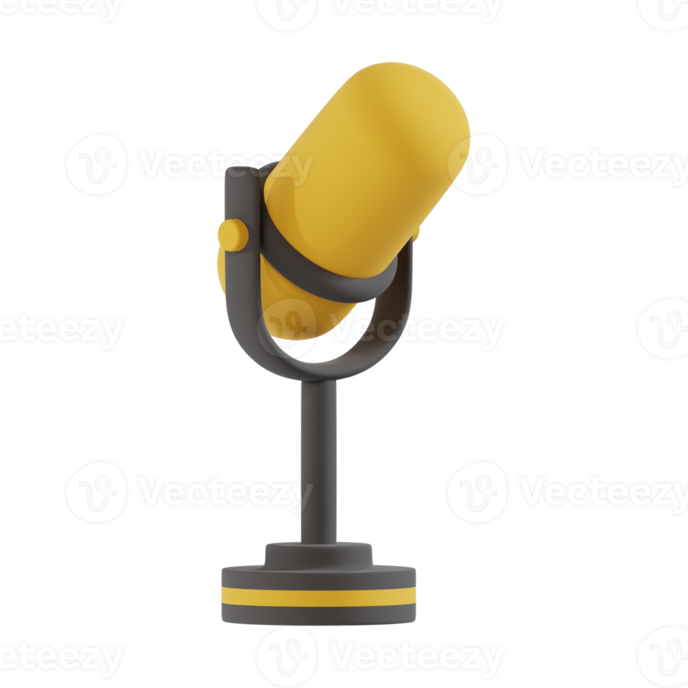 a yellow podcast microphone 3d render illustration png