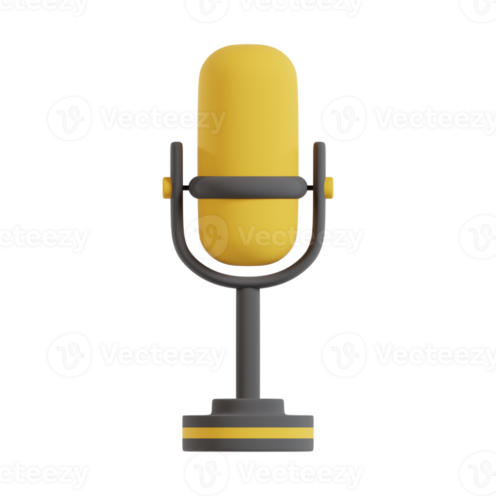 a yellow podcast microphone 3d render illustration png
