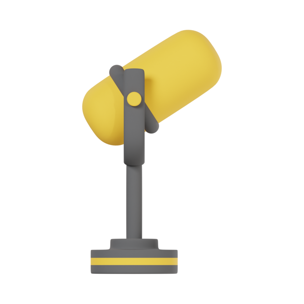 a yellow podcast microphone 3d render illustration png