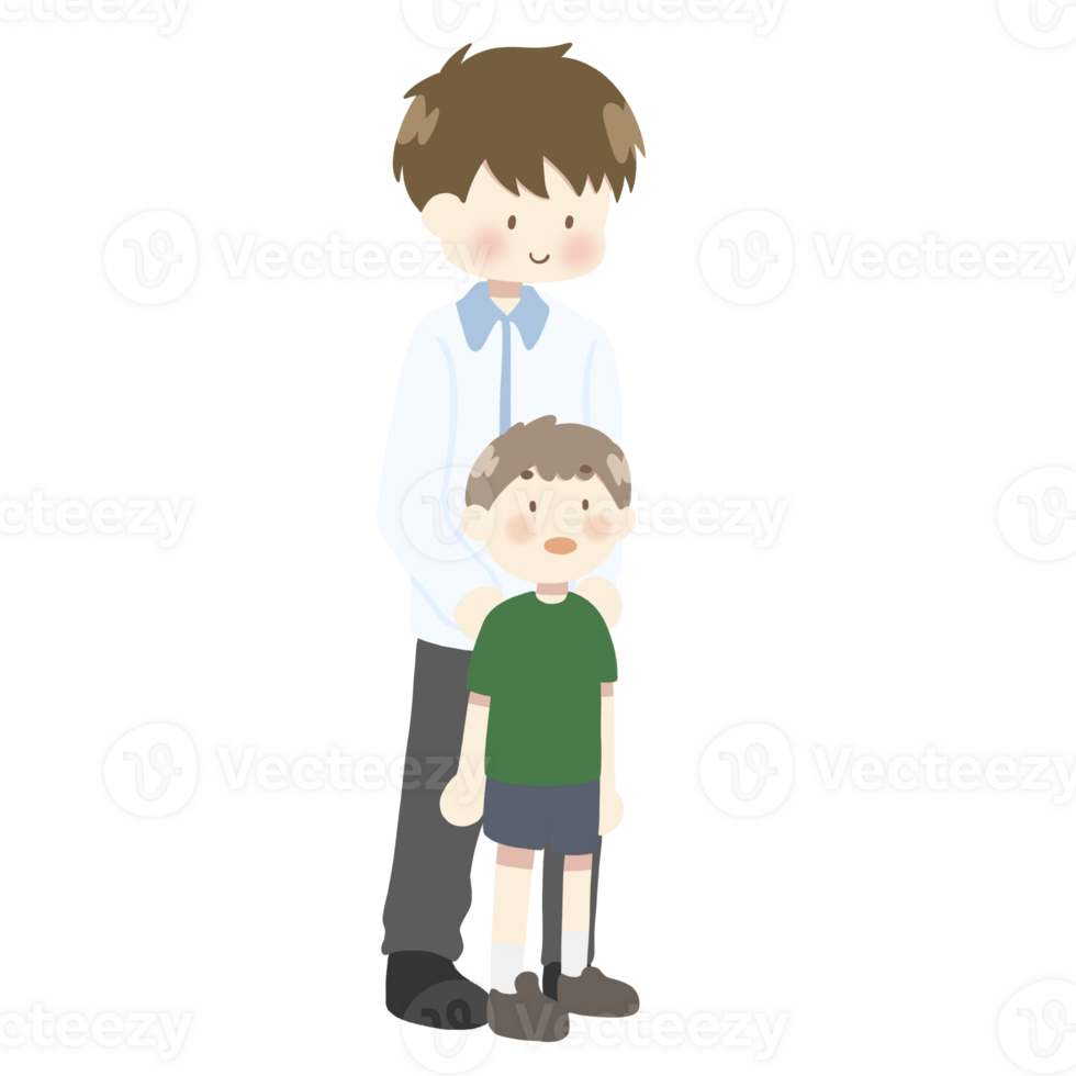 father and son standing together png