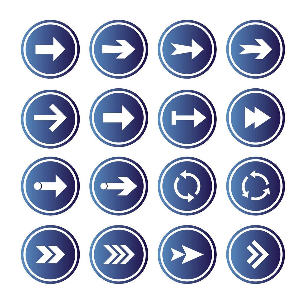 Arrow icon set. illustration, flat design. vector