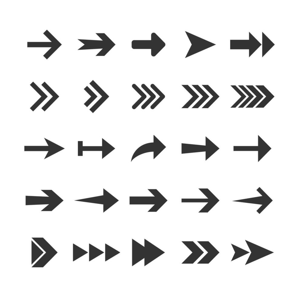 Arrow icon set. illustration, flat design. vector