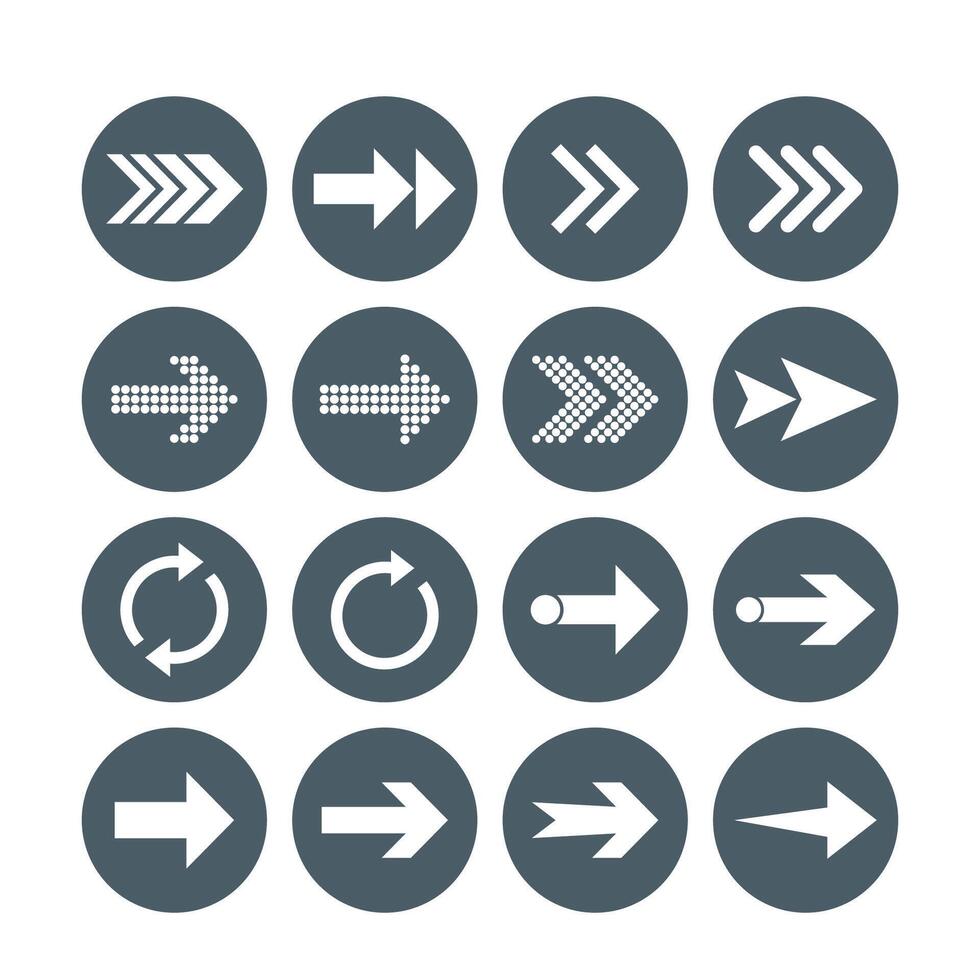 Arrow icon set. illustration, flat design. vector